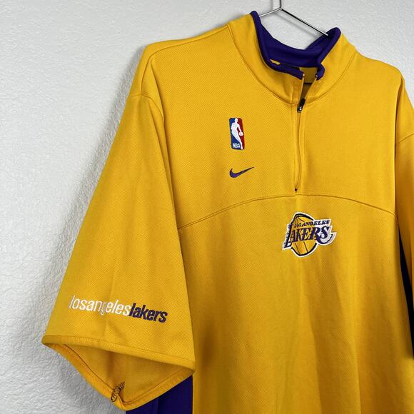 VTG Nike Team NBA Los Angeles Lakers Warmup Jersey XXL Yellow Purple LA Y2K - Picture 5 of 15